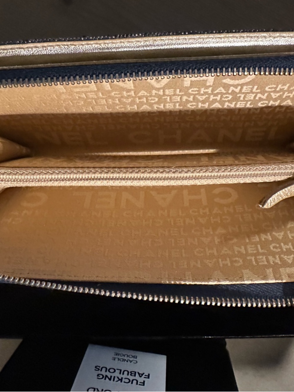 Chanel Denim Zip Wallet - Navy Blue with White Stitching - Picture 9 of 12
